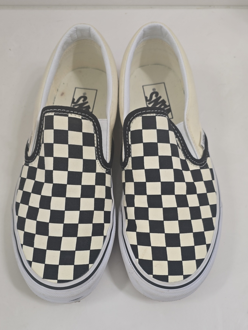 Vans Slip-On Checkerboard Canvas Sneakers - Black & Cream